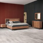 ΣΕΤ ΚΡΕΒΑΤΟΚΑΜΑΡΑΣ 4ΤΜΧ HARRY HM21115 ΜΕΛΑΜΙΝΗ ΣΕ ΦΥΣΙΚΟ ΞΥΛΟΥ & ΜΑΥΡΟ ΧΡΩΜΑ