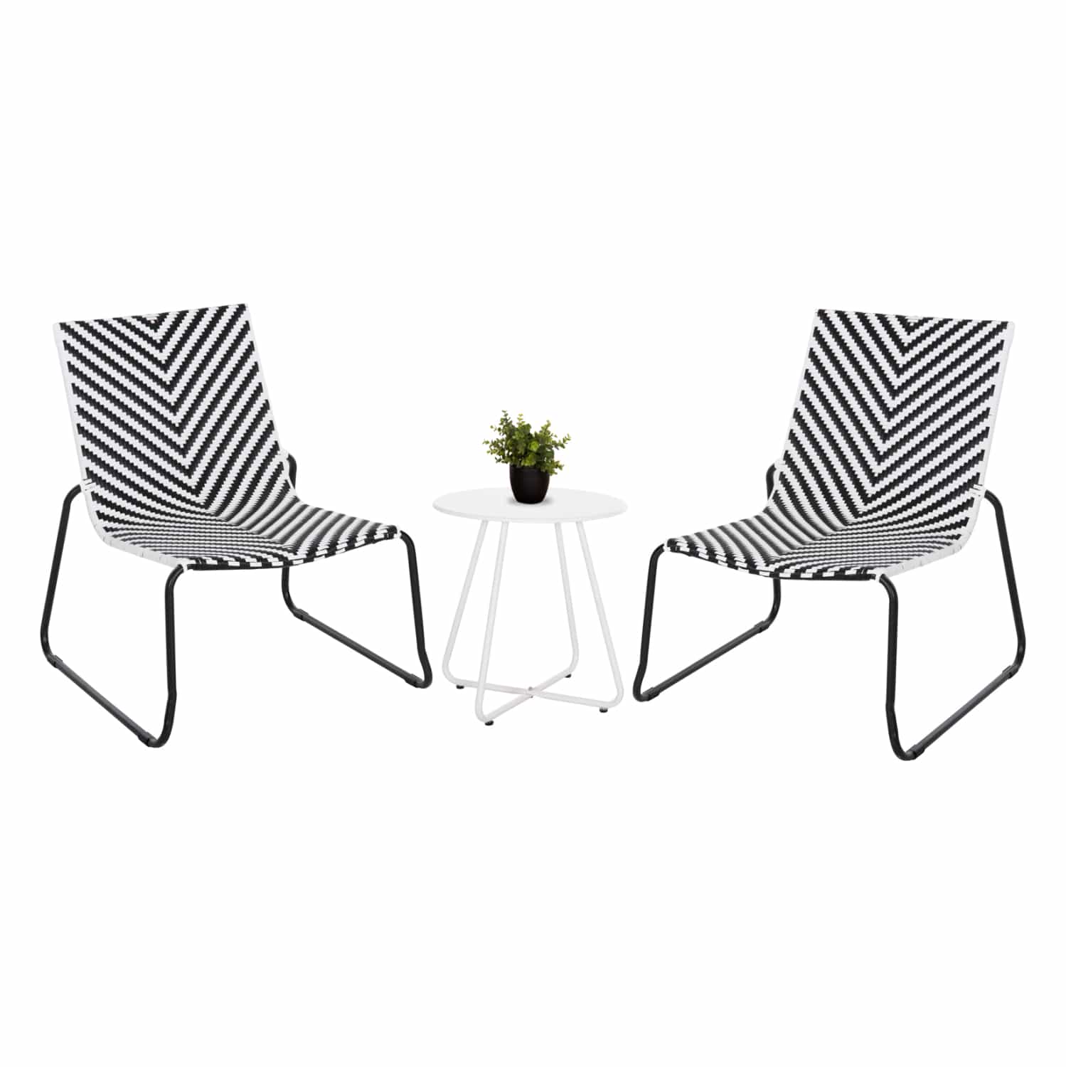 set-lounge-3tmx-exchoroy-fb921194-metall ΣΕΤ LOUNGE 3TMX ΕΞ.ΧΩΡΟΥ PONY HM21193.02 ΜΕΤΑΛΛΟ ΚΑΙ ΣΥΝΘ.RATTAN ΣΕ ΛΕΥΚΟ-ΜΑΥΡΟ - Image 1