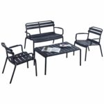 ΣΕΤ ΣΑΛΟΝΙ ΕΞΩΤΕΡΙΚΟΥ ΧΩΡΟΥ 4ΤΜΧ KORVER HM21096.02 ΠΟΛΥΠΡΟΠΥΛΕΝΙΟ ΜΑΥΡΟ
