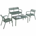ΣΕΤ ΣΑΛΟΝΙ ΕΞΩΤΕΡΙΚΟΥ ΧΩΡΟΥ 4ΤΜΧ KORVER HM21096.05 ΠΟΛΥΠΡΟΠΥΛΕΝΙΟ DARK OLIVE GREEN