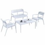 ΣΕΤ ΣΑΛΟΝΙ ΕΞΩΤΕΡΙΚΟΥ ΧΩΡΟΥ 4ΤΜΧ KORVER HM21096.01 ΠΟΛΥΠΡΟΠΥΛΕΝΙΟ ΛΕΥΚΟ