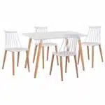 ΣΕΤ ΤΡΑΠΕΖΑΡΙΑΣ 5ΤΜΧ MINIMAL HM21172 MDF TOP ΣΕ ΛΕΥΚΟ-ΣΚΕΛΕΤΟΣ ΣΕ ΦΥΣΙΚΟ ΞΥΛΟΥ