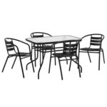 ΣΕΤ ΤΡΑΠΕΖΑΡΙΑΣ 5ΤΜΧ ADAM HM21220 ΚΑΡΕΚΛΕΣ ΜΕΤΑΛΛΙΚΕΣ & ΤΡΑΠΕΖΙ 110x60 ΜΑΥΡΟ