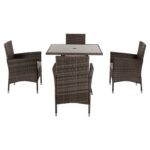 ΣΕΤ ΤΡΑΠΕΖΑΡΙΑΣ ΕΞΩΤ.ΧΩΡΟΥ 5ΤΜΧ HM5965 ΚΑΦΕ RATTAN-ΜΕΤΑΛΛΙΚΟΣ ΣΚΕΛΕΤΟΣ-ΓΥΑΛΙΝΗ ΕΠΙΦΑΝΕΙΑ - Image 4