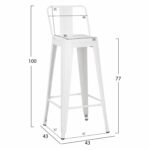 ΣΚΑΜΠΟ BAR ME ΠΛΑΤΗ ΜΕΤΑΛΛΙΚΟ MELITA-PRO HM8643.41 ΛΕΥΚΟ ΜΑΤ 42x42x100Υεκ. - Image 2
