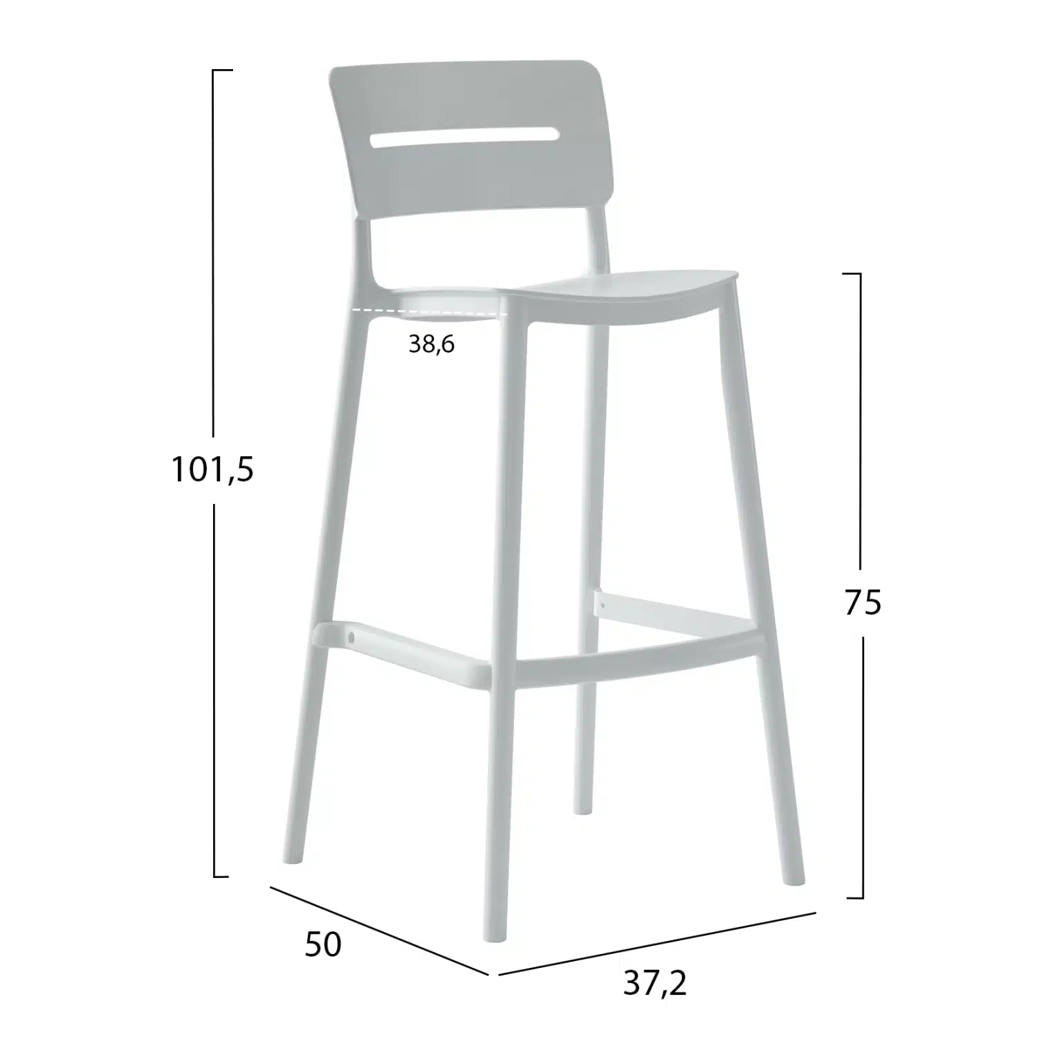 ΣΚΑΜΠΟ BAR ΠΟΛΥΠΡΟΠΥΛΕΝΙΟΥ SNOD2 HM6100.01 ΛΕΥΚΟ 37,2x50x101,5Υεκ. - Image 2
