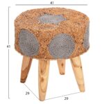 ΣΚΑΜΠΟ BEAM HM7826 ΞΥΛΟ ΤΕΑΚ ΚΑΙ SEAGRASS ΣΕ ΦΥΣΙΚΟ & ΓΚΡΙ Φ43x45Yεκ. - Image 2