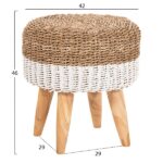 ΣΚΑΜΠΟ BEAM HM7827.01 ΞΥΛΟ ΤΕΑΚ ΚΑΙ SEAGRASS ΣΕ ΦΥΣΙΚΟ & ΛΕΥΚΟ Φ42x46Yεκ. - Image 2