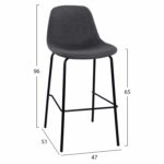 ΣΚΑΜΠΟ VINCENT HM9298.10 ΜΕΣΑΙΟΥ ΥΨΟΥΣ ΓΚΡΙ  ΜΕ ΜΕΤΑΛΛΙΚΑ ΠΟΔΙΑ 47x51x96 εκ. - Image 2