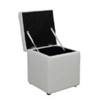 ΣΚΑΜΠΟ ΜΕ ΑΠΟΘΗΚΕΥΤΙΚΟ ΧΩΡΟ PU ΛΕΥΚΟ CUBE HM224.02 36,5x36,5x36Υεκ. - Image 3