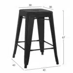 ΣΚΑΜΠΟ ΜΕΣΑΙΟΥ ΥΨΟΥΣ ΜΕΤΑΛΛΙΚΟ MELITA-PRO HM8573.42 ΜΑΥΡΟ ΜΑΤ 43x43x67Υεκ. - Image 2