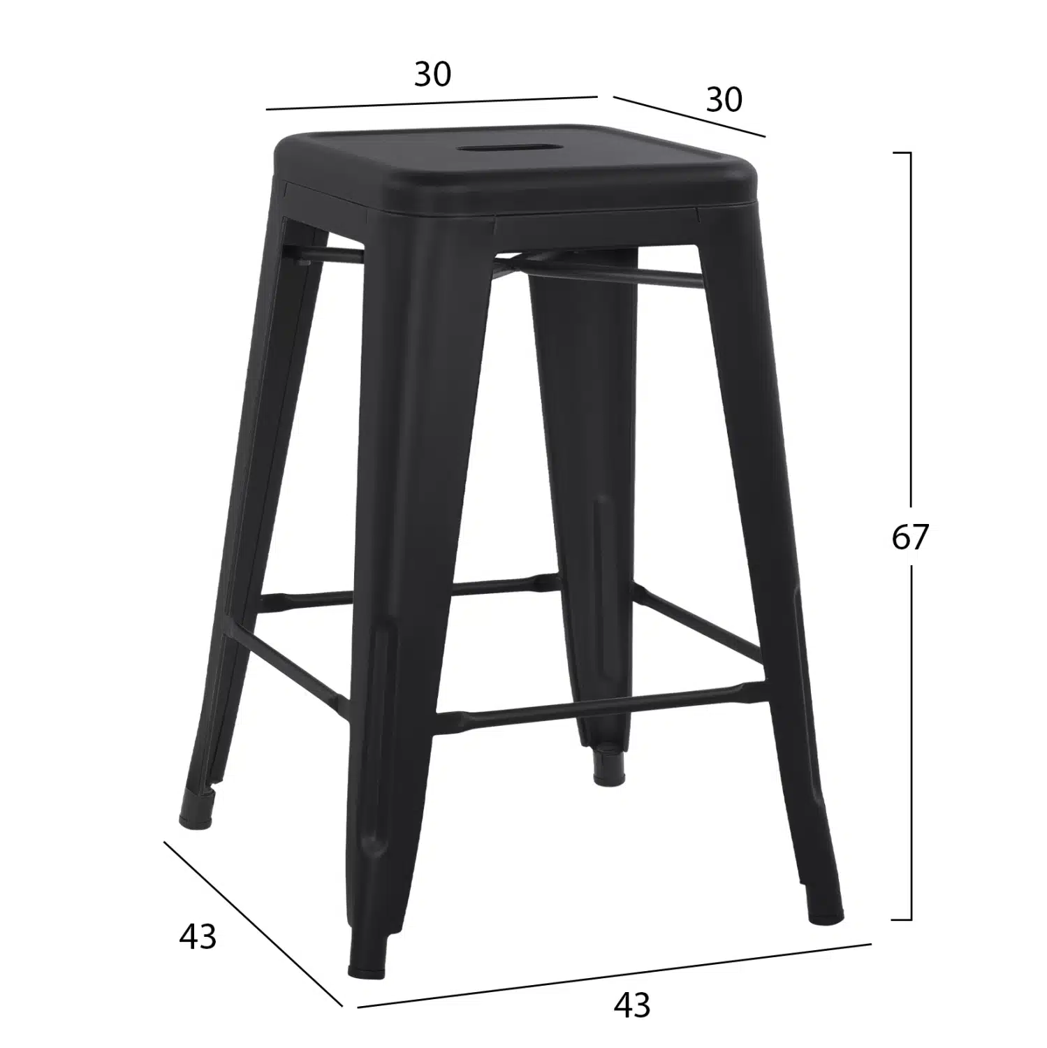 ΣΚΑΜΠΟ ΜΕΣΑΙΟΥ ΥΨΟΥΣ ΜΕΤΑΛΛΙΚΟ MELITA-PRO HM8573.42 ΜΑΥΡΟ ΜΑΤ 43x43x67Υεκ. - Image 2
