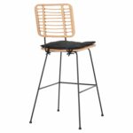 ΣΚΑΜΠΟ ΜΠΑΡ ALLEGRA HM5455.11 ΜΕΤΑΛΛΟ&ΜΑΞΙΛΑΡΙ ΜΑΥΡΟ-WICKER ΜΠΕΖ 56x59x116,5Υεκ. - Image 5