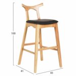 ΣΚΑΜΠΟ ΜΠΑΡ USOPP HM9951.01 RUBBERWOOD ΣΕ ΟΑΚ-ΜΑΥΡΟ PU 43x41x100Υεκ. - Image 2