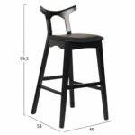 ΣΚΑΜΠΟ ΜΠΑΡ USOPP HM9951.02 RUBBERWOOD & PU ΣΕ ΜΑΥΡΟ 49x53x99,5Υεκ. - Image 2