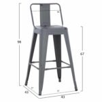 ΣΚΑΜΠΟ ΜΠΑΡ ΜΕΣΑΙΟΥ ΥΨΟΥΣ ΜΕΤΑΛΛΙΚΟ MELITA-PRO HM8574.50 ΓΚΡΙ 43x43x88Υεκ. - Image 2