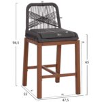 ΣΚΑΜΠΟ ΜΠΑΡ ΜΕΣ.ΥΨΟΥΣ HOWARD HM5791.22 ΚΑΦΕ ΑΛΟΥΜΙΝΙΟ--ΣΚΟΥΡΟ ΓΚΡΙ ΣΧΟΙΝΙ 47,5x55x94,5Υεκ - Image 2