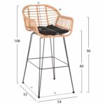 ΣΚΑΜΠΟ ΜΠΑΡ ΨΗΛΟ ALLEGRA HM5640.11 ΜΠΕΖ P.E. RATTAN-ΜΑΥΡΟ ΜΕΤΑΛΛΟ 54x55x108Υεκ. - Image 2