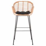 ΣΚΑΜΠΟ ΜΠΑΡ ΨΗΛΟ ALLEGRA HM5640.11 ΜΠΕΖ P.E. RATTAN-ΜΑΥΡΟ ΜΕΤΑΛΛΟ 54x55x108Υεκ. - Image 3