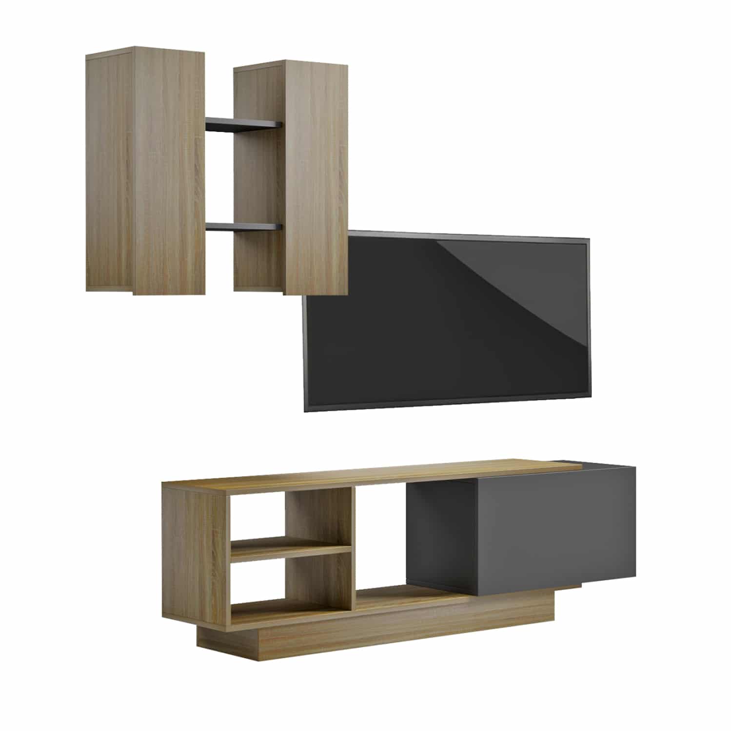 synthesi-tileorasis-fb918081-melamini-so ΣΥΝΘΕΣΗ ΤΗΛΕΟΡΑΣΗΣ TYSON HM18081 ΜΕΛΑΜΙΝΗ ΣΟΝΑΜΑ-ΓΚΡΙ 140x31.5x43.5Υεκ. - Image 1