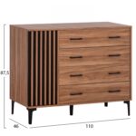ΣΥΡΤΑΡΙΕΡΑ ΣΕΙΡΑ HARRY HM18009.01 ΜΕΛΑΜΙΝΗ ΦΥΣΙΚΟ ΞΥΛΟΥ-ΜΑΥΡΟ 110x46x87,5Υεκ. - Image 2