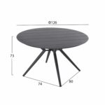 ΤΡΑΠΕΖΙ ΑΛΟΥΜΙΝΙΟΥ ΣΤΡΟΓΓΥΛΟ HIGER HM6061.03 ΑΝΘΡΑΚΙ Φ126Χ73Υεκ. - Image 2