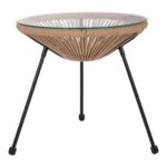 ΤΡΑΠΕΖΙ ΒΟΗΘΗΤΙΚΟ ALLEGRA ΜΑΥΡΟ ΜΕΤΑΛΛΟ ME TWISTED WICKER ΦΥΣΙΚΟ HM5873.01 Φ47Χ45Υεκ. - Image 3