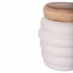 ΤΡΑΠΕΖΙ ΒΟΗΘΗΤΙΚΟ PUFFAT HM18172.02 FIBER CEMENT ΛΕΥΚΟ- ΞΥΛΟ TEAK TOP Φ45x46Υεκ. - Image 3