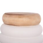 ΤΡΑΠΕΖΙ ΒΟΗΘΗΤΙΚΟ PUFFAT HM18172.02 FIBER CEMENT ΛΕΥΚΟ- ΞΥΛΟ TEAK TOP Φ45x46Υεκ. - Image 4
