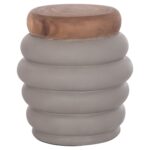 ΤΡΑΠΕΖΙ ΒΟΗΘΗΤΙΚΟ PUFFAT HM18172.03 FIBER CEMENT ΓΚΡΙ- ΞΥΛΟ TEAK TOP Φ45x46Υεκ.