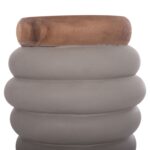 ΤΡΑΠΕΖΙ ΒΟΗΘΗΤΙΚΟ PUFFAT HM18172.03 FIBER CEMENT ΓΚΡΙ- ΞΥΛΟ TEAK TOP Φ45x46Υεκ. - Image 4