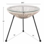 ΤΡΑΠΕΖΙ ΒΟΗΘΗΤΙΚΟ ALLEGRA HM5874.03 ΜΕΤΑΛΛΟ ΜΑΥΡΟ-ΣΥΝΘ. RATTAN ΜΠΕΖ Φ47x45Yεκ. - Image 2
