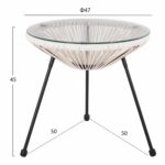 ΤΡΑΠΕΖΙ ΒΟΗΘΗΤΙΚΟ ALLEGRA HM5874.12 ΜΕΤΑΛΛΟ ΜΑΥΡΟ-ΣΥΝΘ. RATTAN ΛΕΥΚΟ Φ47x45Yεκ. - Image 2