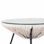 ΤΡΑΠΕΖΙ ΒΟΗΘΗΤΙΚΟ ALLEGRA HM5874.12 ΜΕΤΑΛΛΟ ΜΑΥΡΟ-ΣΥΝΘ. RATTAN ΛΕΥΚΟ Φ47x45Yεκ. - Image 5