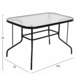 ΤΡΑΠΕΖΙ ADAM HM5679.03 ΜΕΤΑΛΛΙΚΟ ΜΑΥΡΟ ΜΕ ΓΥΑΛΙΝΗ ΕΠΙΦΑΝΕΙΑ 120Χ70Χ70Υεκ. - Image 2