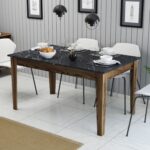 ΤΡΑΠΕΖΙ STANDARD HM9507.05 ΜΕΛΑΜΙΝΗ ΚΑΡΥΔΙ-ΜΑΥΡΟ ΜΑΡΜΑΡΟ ΜΕ ΑΠΟΘ.ΧΩΡΟ 145x88x75Yεκ. - Image 3