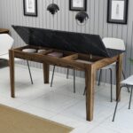 ΤΡΑΠΕΖΙ STANDARD HM9507.05 ΜΕΛΑΜΙΝΗ ΚΑΡΥΔΙ-ΜΑΥΡΟ ΜΑΡΜΑΡΟ ΜΕ ΑΠΟΘ.ΧΩΡΟ 145x88x75Yεκ. - Image 6