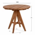 ΤΡΑΠΕΖΙ LEO HM9623.11 ΣΤΡΟΓΓΥΛΟ ΜΑΣΙΦ ΞΥΛΟ ΤΕΑΚ Φ80x75Υεκ. - Image 2