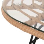ΤΡΑΠΕΖΙ ΟΒΑΛ ΧΑΜΗΛΟ ALLEGRA HM5695.11 ΜΠΕΖ WICKER-ΜΑΥΡΟ ΜΕΤΑΛΛΟ 100x45x51,5Υεκ. - Image 6