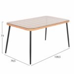 ΤΡΑΠΕΖΙ ΟΡΘΟΓΩΝΙΟ ALLEGRA HM5537.11 ΜΕΤΑΛ.ΜΑΥΡΟ-P.E. RATTAN ΦΥΣΙΚΟ 139,5x79,5x73Υεκ. - Image 2