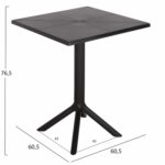 ΤΡΑΠΕΖΙ ΠΟΛΥΠΡΟΠΥΛΕΝΙΟΥ ΤΕΤΡΑΓΩΝΟ TERRIN HM6125.12 ΜΑΥΡΟ 60,5x60,5x76,5Υεκ. - Image 2