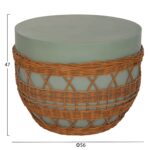 ΤΡΑΠΕΖΙ ΣΑΛΟΝΙΟΥ VILHENA HM18165 FIBER CEMENT ΠΡΑΣΙΝΟ-RATTAN ΦΥΣΙΚΟ Φ56x47Υεκ. - Image 2