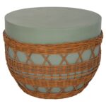 ΤΡΑΠΕΖΙ ΣΑΛΟΝΙΟΥ VILHENA HM18165 FIBER CEMENT ΠΡΑΣΙΝΟ-RATTAN ΦΥΣΙΚΟ Φ56x47Υεκ.