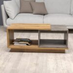 ΤΡΑΠΕΖΙ ΣΑΛΟΝΙΟΥ TELES HM18181.06 ΜΕΛΑΜΙΝΗ ΣΕ ΦΥΣΙΚΟ & ΓΚΡΙ ΜΑΡΜΑΡΟ 100x45x42Υεκ. - Image 4