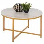 ΤΡΑΠΕΖΙ ΣΑΛΟΝΙΟΥ HM9420.01 WHITE MARBLE ΜΕΛΑΜΙΝΗ-ΧΡΥΣΗ ΜΕΤΑΛΛΙΚΗ ΒΑΣΗ Φ80x48,5Yεκ.