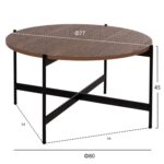 ΤΡΑΠΕΖΙ ΣΑΛΟΝΙΟΥ HM9588.04 MDF ΚΑΡΥΔΙ-ΜΑΥΡΗ ΜΕΤΑΛΛΙΚΗ ΒΑΣΗ Φ80x45Υεκ. - Image 2