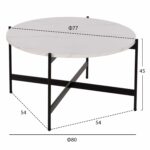 ΤΡΑΠΕΖΙ ΣΑΛΟΝΙΟΥ HM9588.05 MDF ΛΕΥΚΟ ΜΑΡΜΑΡΟ-ΜΑΥΡΗ ΜΕΤΑΛΛΙΚΗ ΒΑΣΗ Φ80x45Υεκ. - Image 2