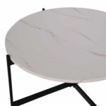 ΤΡΑΠΕΖΙ ΣΑΛΟΝΙΟΥ HM9588.05 MDF ΛΕΥΚΟ ΜΑΡΜΑΡΟ-ΜΑΥΡΗ ΜΕΤΑΛΛΙΚΗ ΒΑΣΗ Φ80x45Υεκ. - Image 5