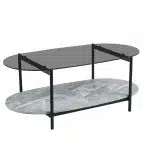 ΤΡΑΠΕΖΙ ΣΑΛΟΝΙΟΥ ΟΒΑΛ KITTY HM18040 ΓΥΑΛΙ ΦΙΜΕ TOP-GREY MARBLE ΜΕΛΑΜΙΝΗ 110x50x43Υεκ