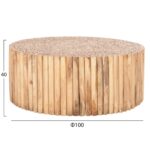 ΤΡΑΠΕΖΙ ΣΑΛΟΝΙΟΥ ΣΤΡΟΓΓΥΛΟ COOTER HM9862 ΚΛΑΔΙΑ TEAK-ΦΥΣΙΚΟ Φ100x40Υεκ. - Image 2